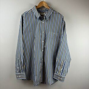 Orvis Blue Yellow Striped Cotton Button Down Shirt XXL